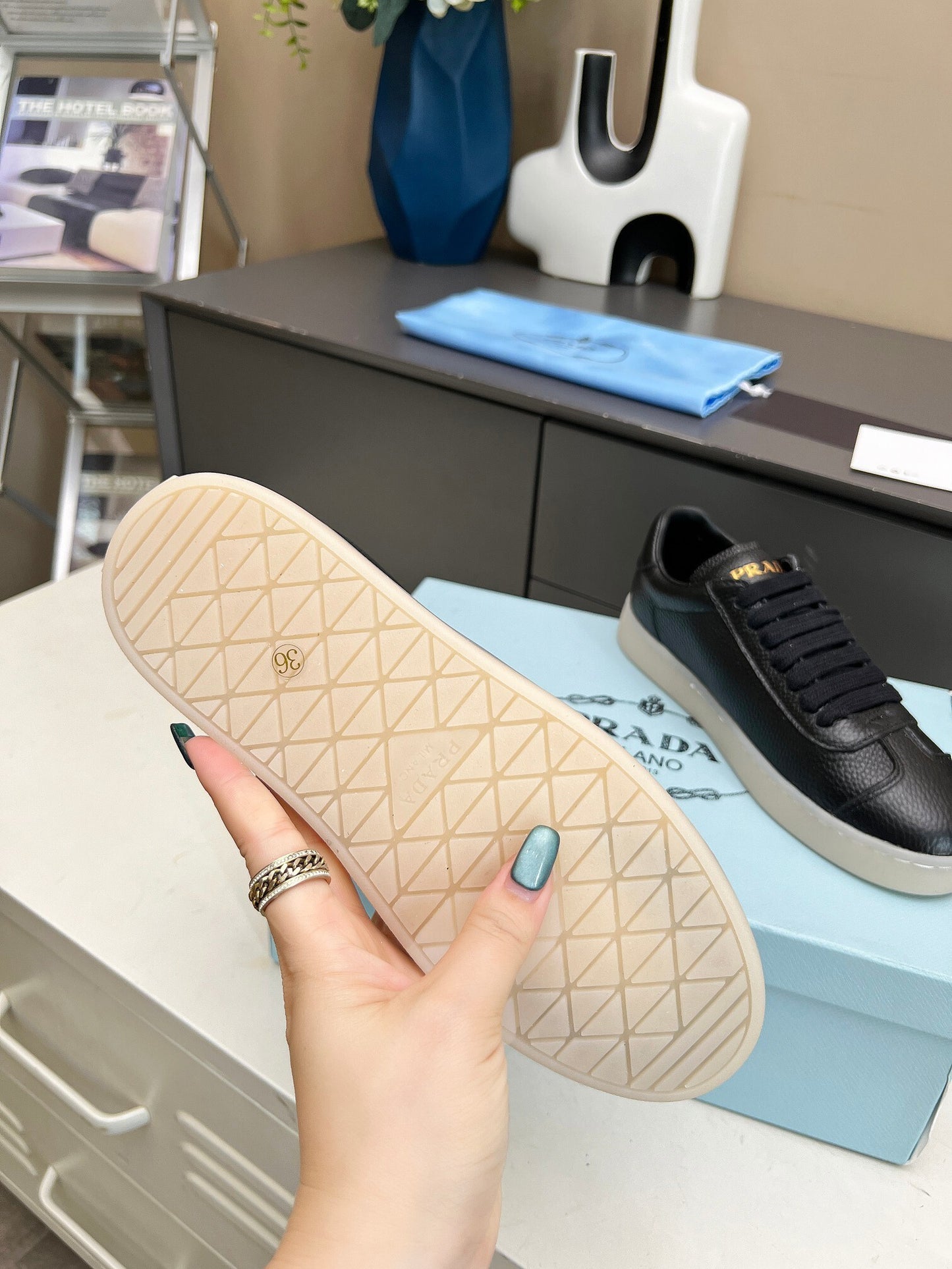 Prada Unisex Sneakers Triangle Logo Luxury Fashion Sneakers