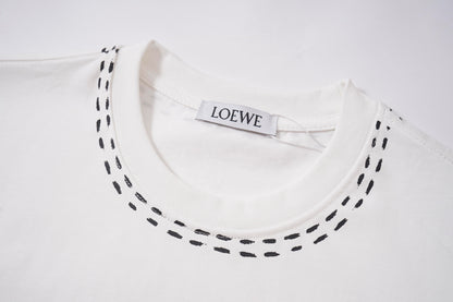 LOEWE Black/White Tee With Colorful Emblem And Stitch Detailing For Chic Streetwear