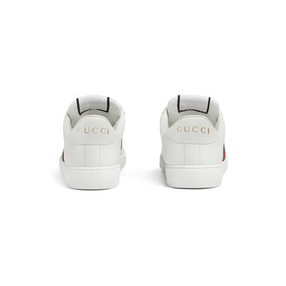 Gucci Unisex Classic Web Stripe White Leather Sneakers