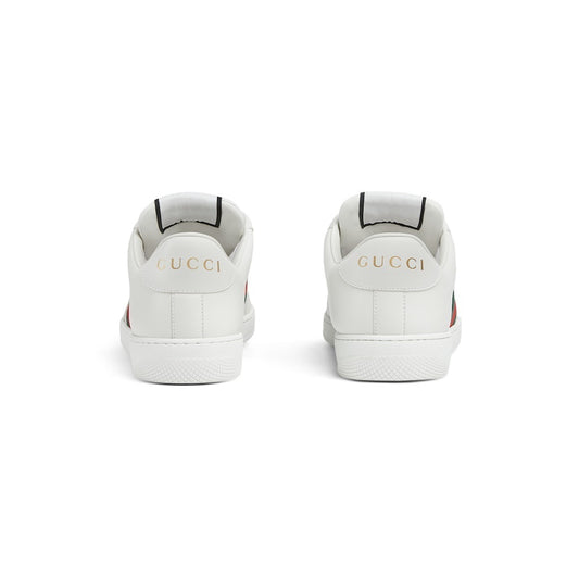 Gucci Unisex Classic Web Stripe White Leather Sneakers
