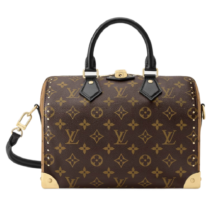 Louis Vuitton Speedy Trunk 25 Handbag In Monogram Canvas With Black Accents And Gold Hardware