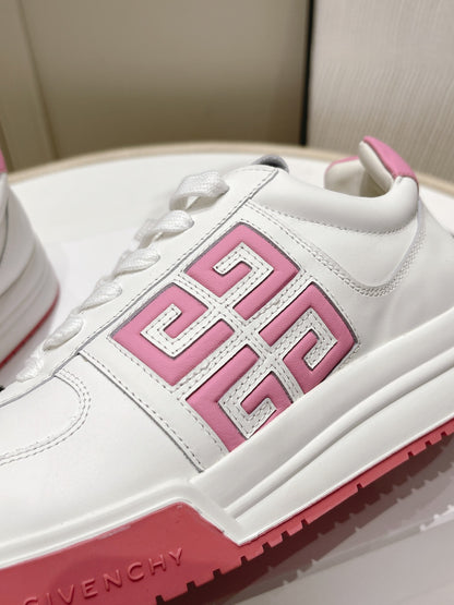 Givenchy Unisex White Sneakers With Pink Accents For Luxury Casual Style
