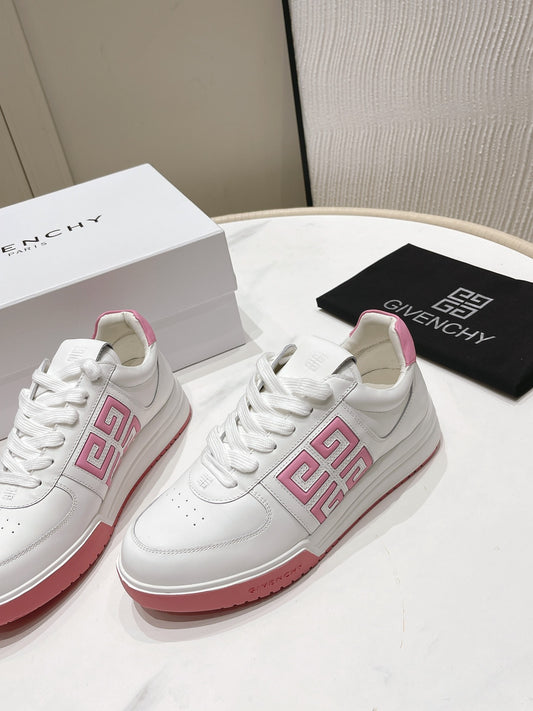 Givenchy Unisex White Sneakers With Pink Accents For Luxury Casual Style