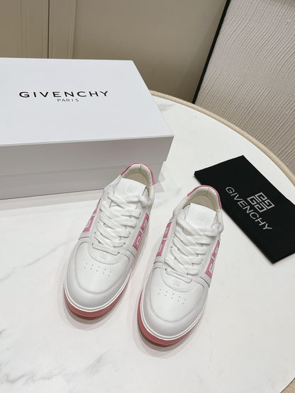 Givenchy Unisex White Sneakers With Pink Accents For Luxury Casual Style