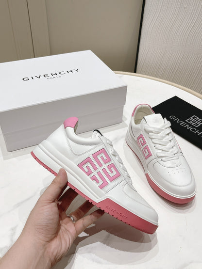 Givenchy Unisex White Sneakers With Pink Accents For Luxury Casual Style
