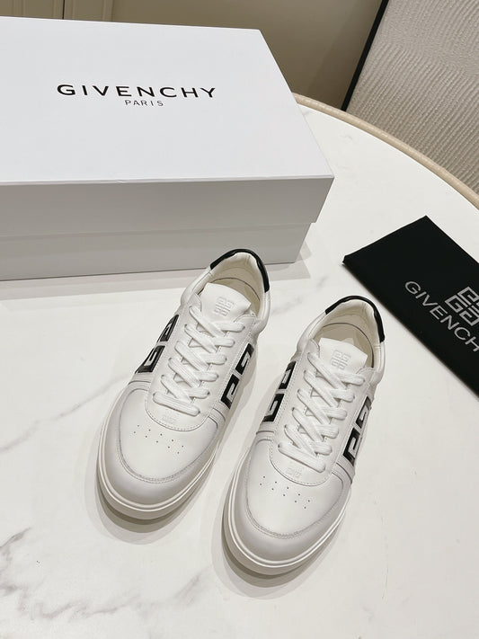 Givenchy Unisex White Sneakers With Black Accents For Luxury Casual Style