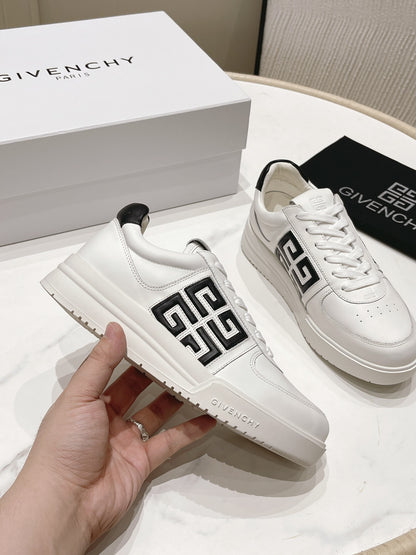 Givenchy Unisex White Sneakers With Black Accents For Luxury Casual Style