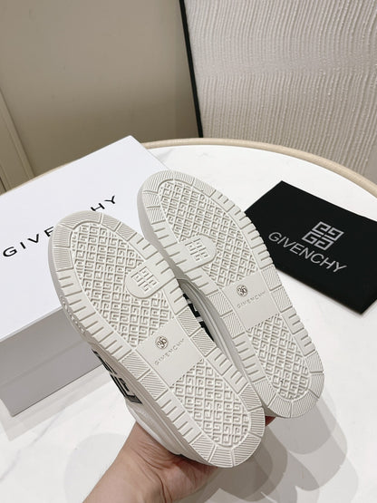 Givenchy Unisex White Sneakers With Black Accents For Luxury Casual Style