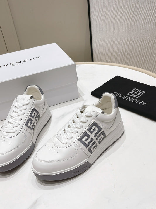 Givenchy Unisex White Sneakers With Grey Accents For Luxury Casual Style