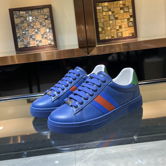 Gucci White Leather Sneakers With Web Stripes