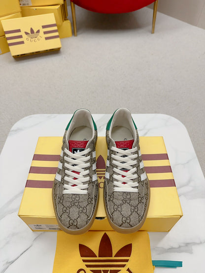 Gucci x Adidas Gazelle GG Canvas Sneakers With Colorful Accents