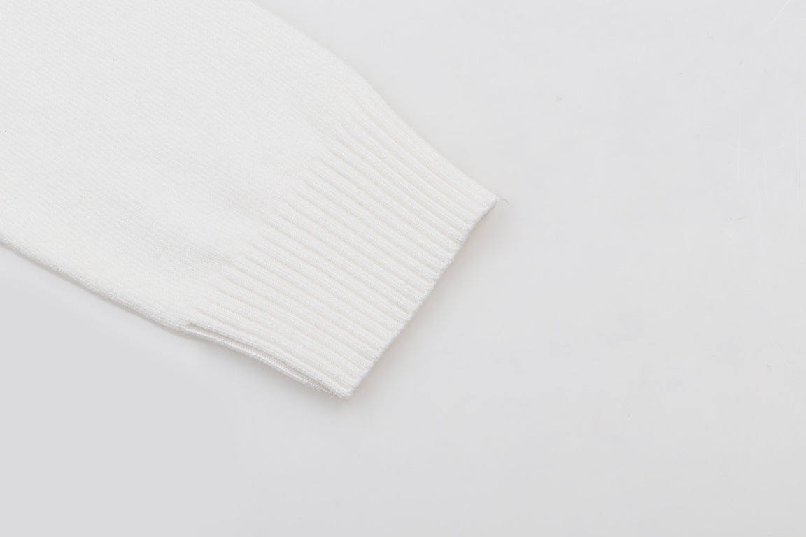 Balenciaga White Crew Neck Sweater With Brand Graphic Print