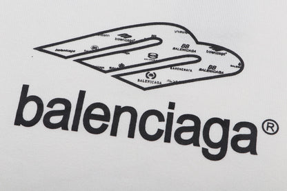Balenciaga White Crew Neck Sweater With Brand Graphic Print