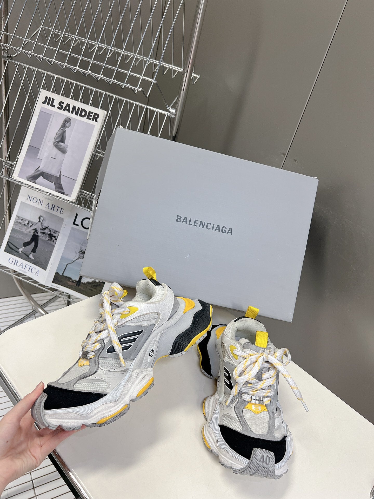 Balenciaga Inspired Chunky Sneakers With Yellow Accents For Trendy Outfits
