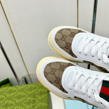 Gucci GG Pattern Sneakers With Web Detail Displayed
