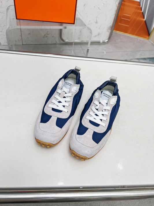 Hermès Unisex Blue And White Sneakers For Luxury Casual Comfort