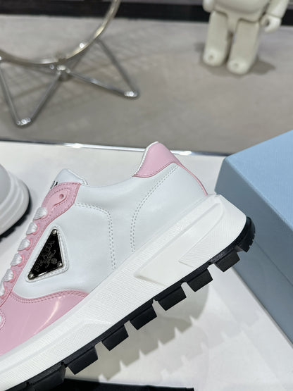 Prada Pink And White Chunky Platform Sneakers For Fashion