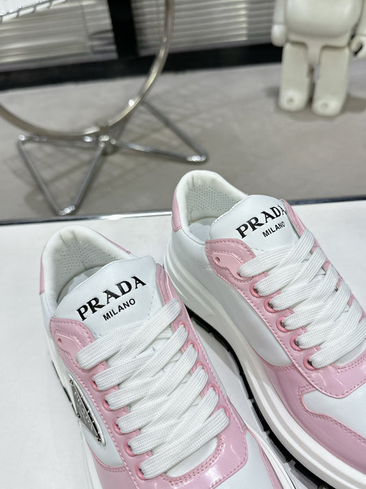 Prada Pink And White Chunky Platform Sneakers For Fashion