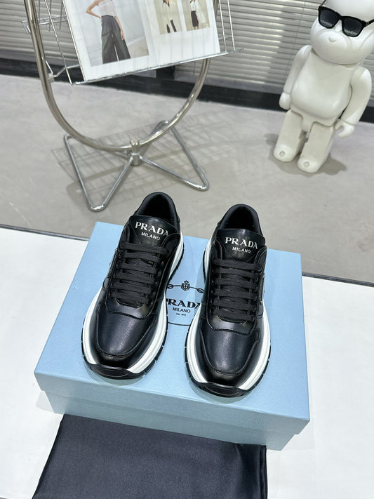 Unisex Prada Black Chunky Platform Sneakers With Triangle Logo