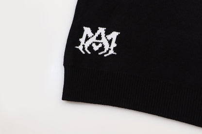 Amiri Men's Black Crew Neck Knitted Sweater With 3D Lettering Design