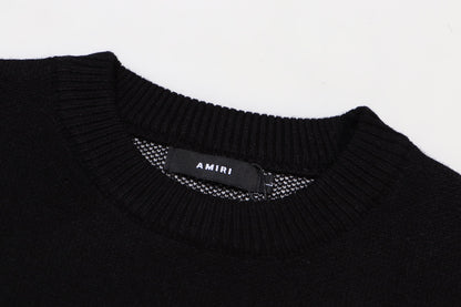 Amiri Men's Black Crew Neck Knitted Sweater With 3D Lettering Design