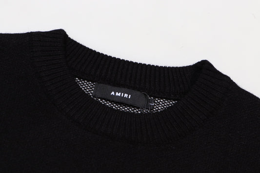 Amiri Men's Black Crew Neck Knitted Sweater With 3D Lettering Design
