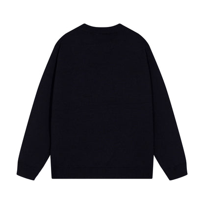 Amiri Men's Black Crew Neck Knitted Sweater With Artistic Brand Slogan