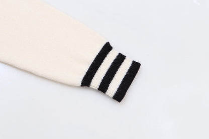 Balmain Black And White Crew Neck Sweater With Brand Logo