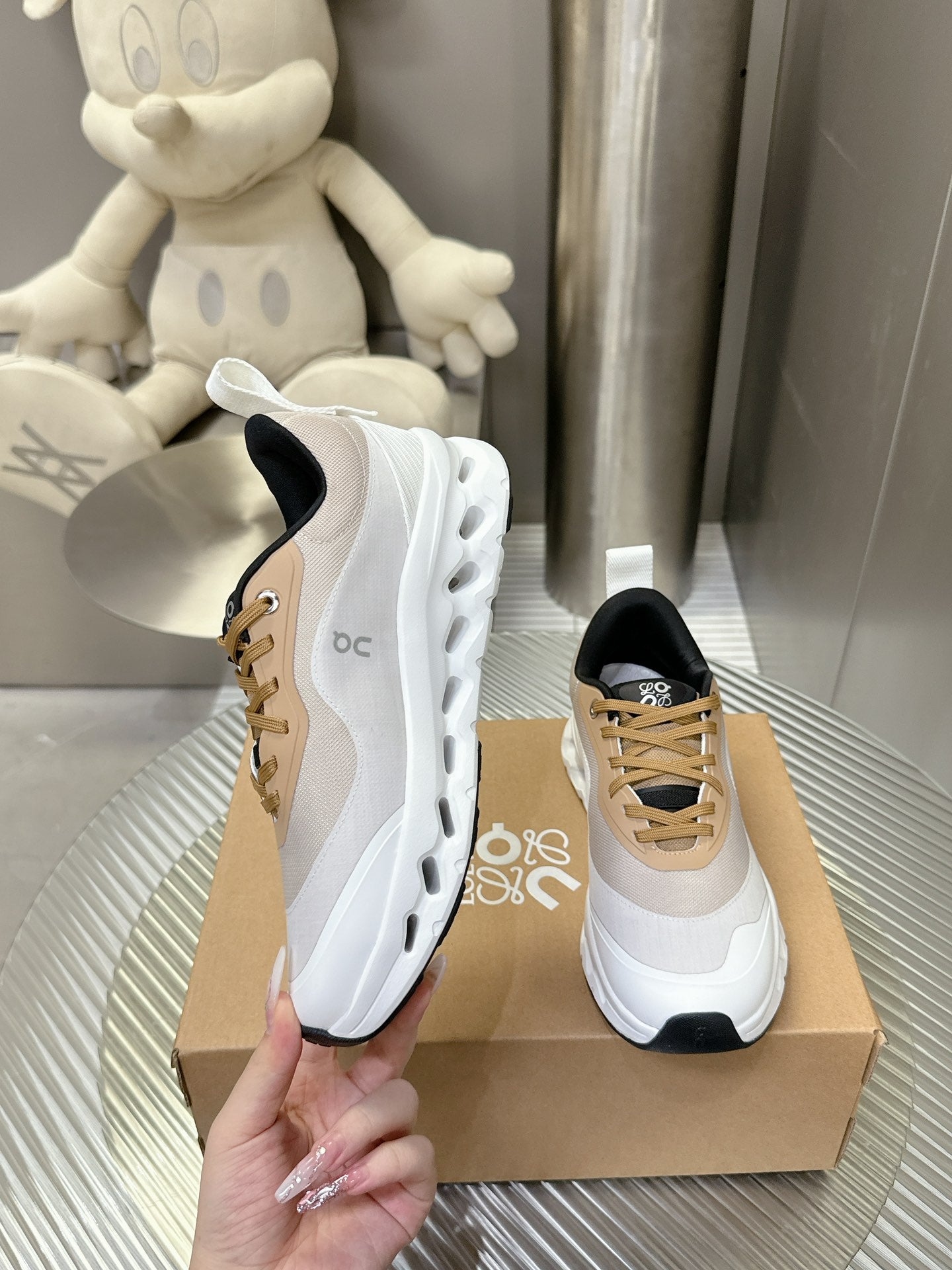 Loewe x On Running Cloudstratus Beige And White Performance Sneakers