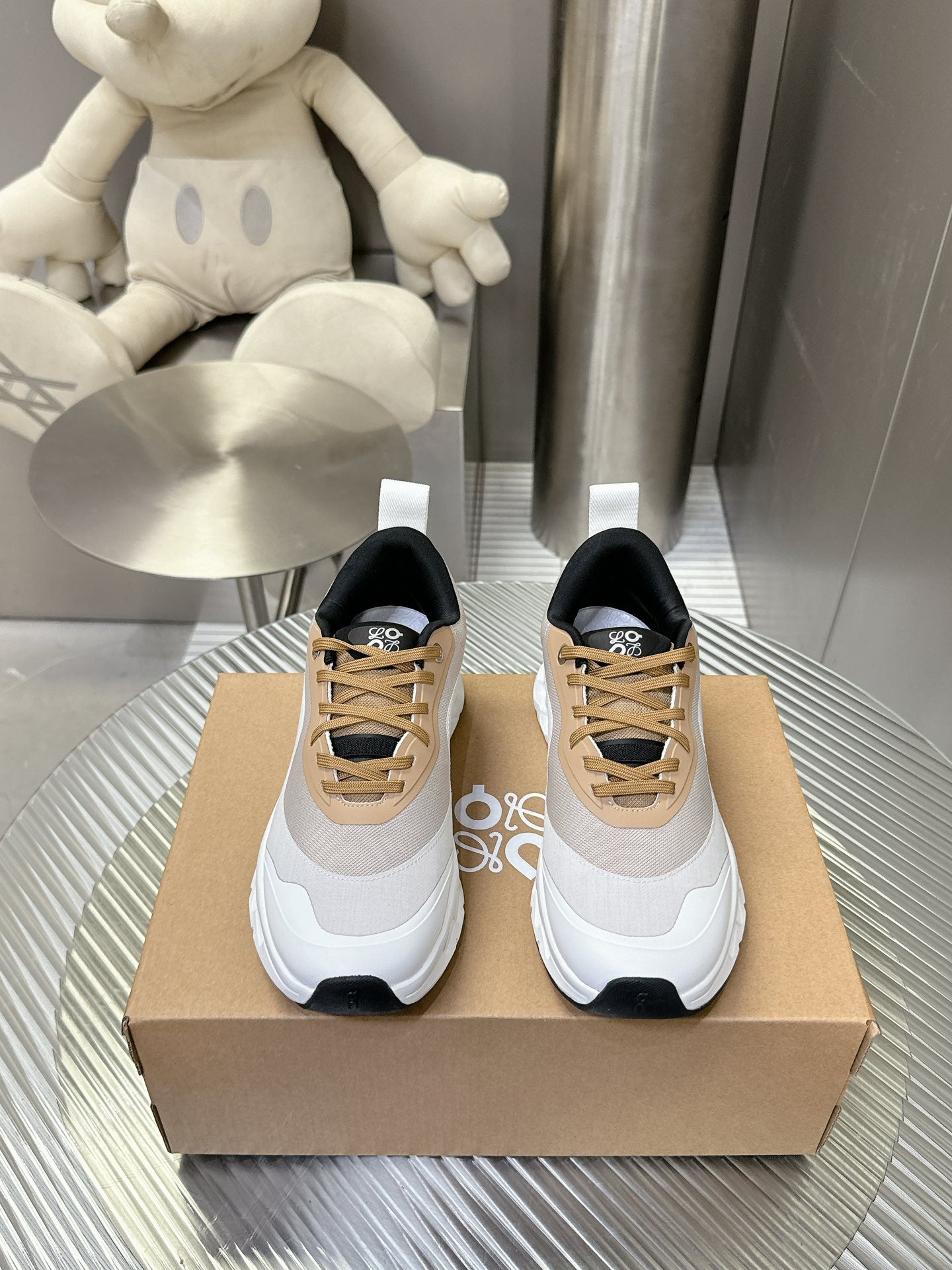 Loewe x On Running Cloudstratus Beige And White Performance Sneakers