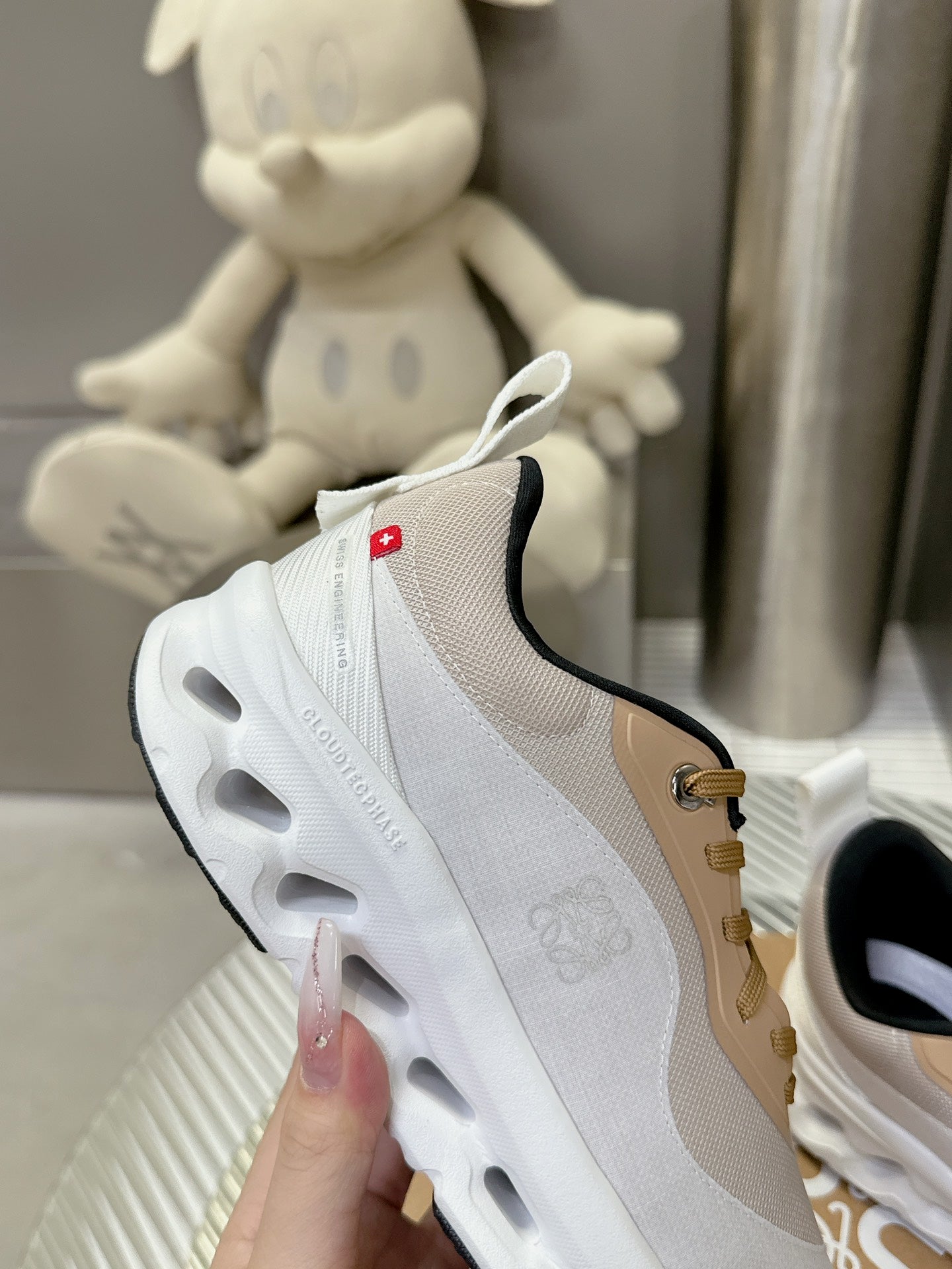 Loewe x On Running Cloudstratus Beige And White Performance Sneakers