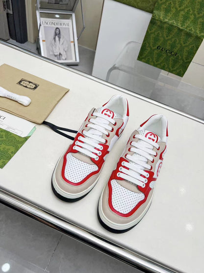Gucci Screener Red White Leather Sneakers For Men And Women