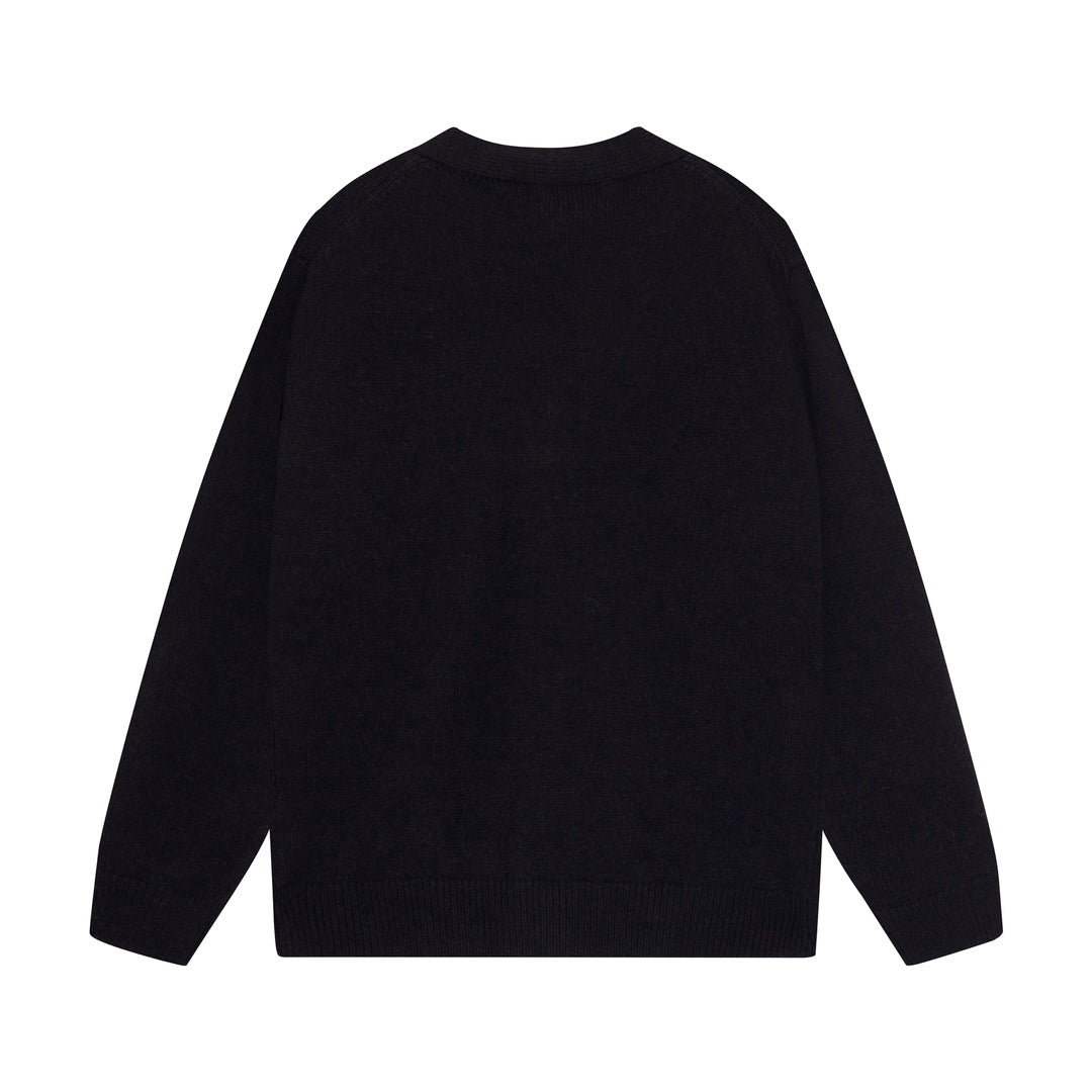 Amiri Men's Black V - Neck Cardigan With Skeleton Print And Brand Embroidery