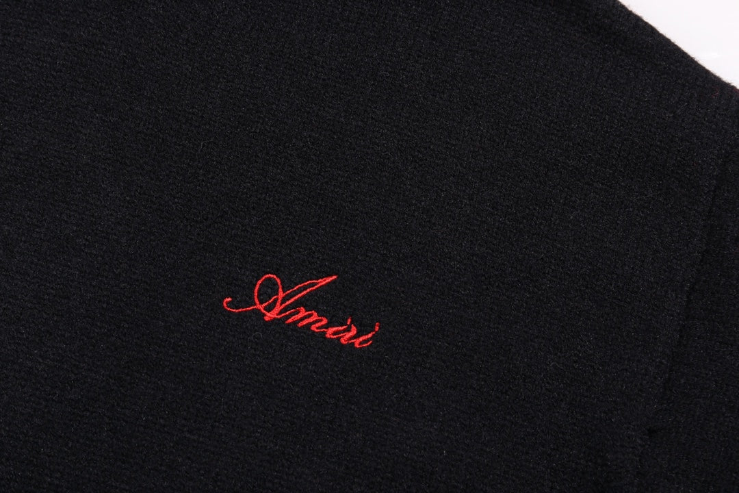 Amiri Men's Black V - Neck Cardigan With Skeleton Print And Brand Embroidery