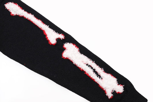 Amiri Men's Black V - Neck Cardigan With Skeleton Print And Brand Embroidery