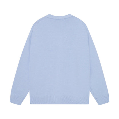 Amiri Men's Light Blue V - Neck Cardigan With Skeleton Print Details