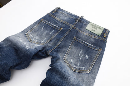 Stylish Dsquared2 Distressed Denim Jeans for Men with Vintage Wash and Ripped Details