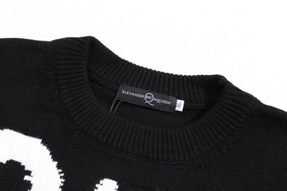 Alexander McQueen Black Sweater With White QUE Graphic Design