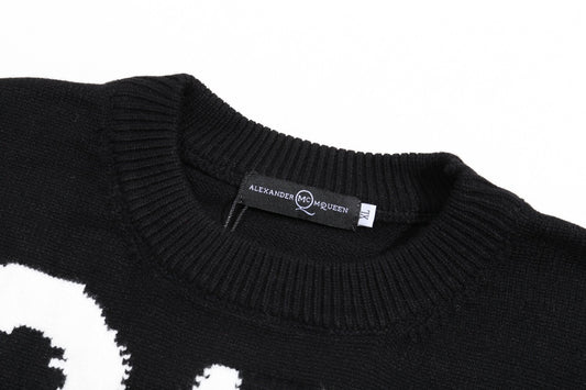 Alexander McQueen Black Sweater With White QUE Graphic Design