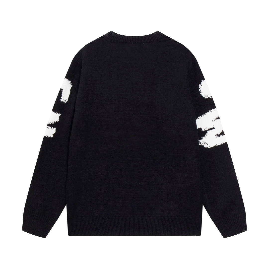 Alexander McQueen Black Sweater With White QUE Graphic Design