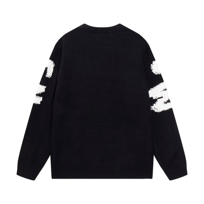Alexander McQueen Black Sweater With White QUE Graphic Design