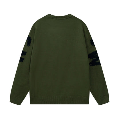 Alexander McQueen Olive Green Sweater With Black QUE Print
