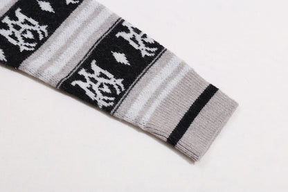 Amiri Men's Patterned Crew Neck Knitted Sweater With Brand Motifs