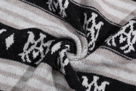 Amiri Men's Patterned Crew Neck Knitted Sweater With Brand Motifs