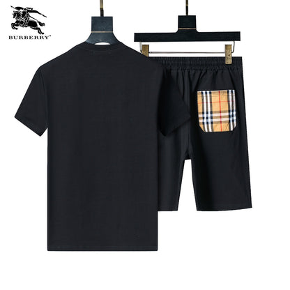 Burberry Men's Black Short - Sleeve And Shorts Tracksuit With Logo