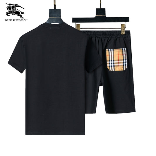 Burberry Men's Black Short - Sleeve And Shorts Tracksuit With Logo