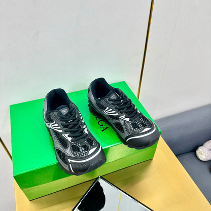 Bottega Veneta Unisex Black And Silver Mesh Low - Top Sneakers