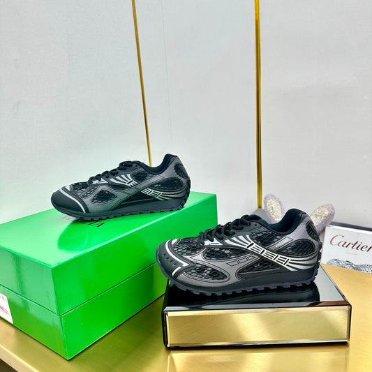 Bottega Veneta Unisex Black And Silver Mesh Low - Top Sneakers