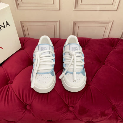 Dolce & Gabbana Unisex Blue And White Low - Top Sneakers With Branding
