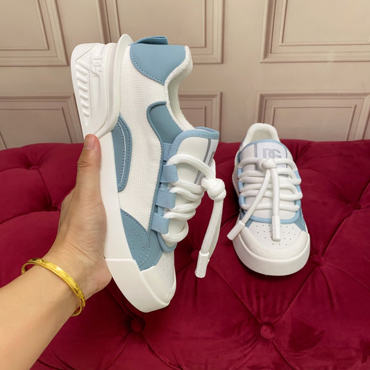Dolce & Gabbana Unisex Blue And White Low - Top Sneakers With Branding